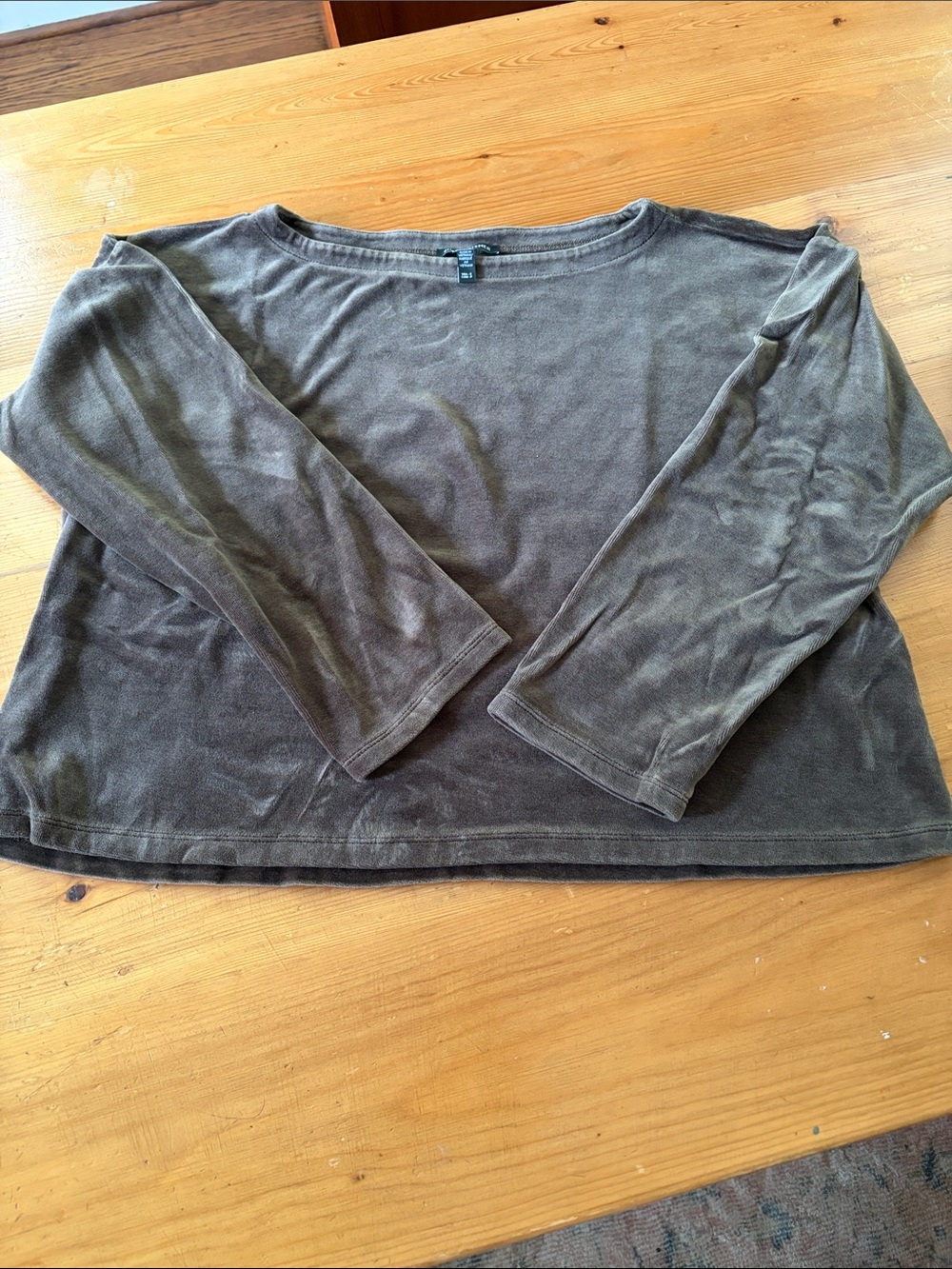 Eileen Fisher Long Sleeve Olive Green Boatneck Top